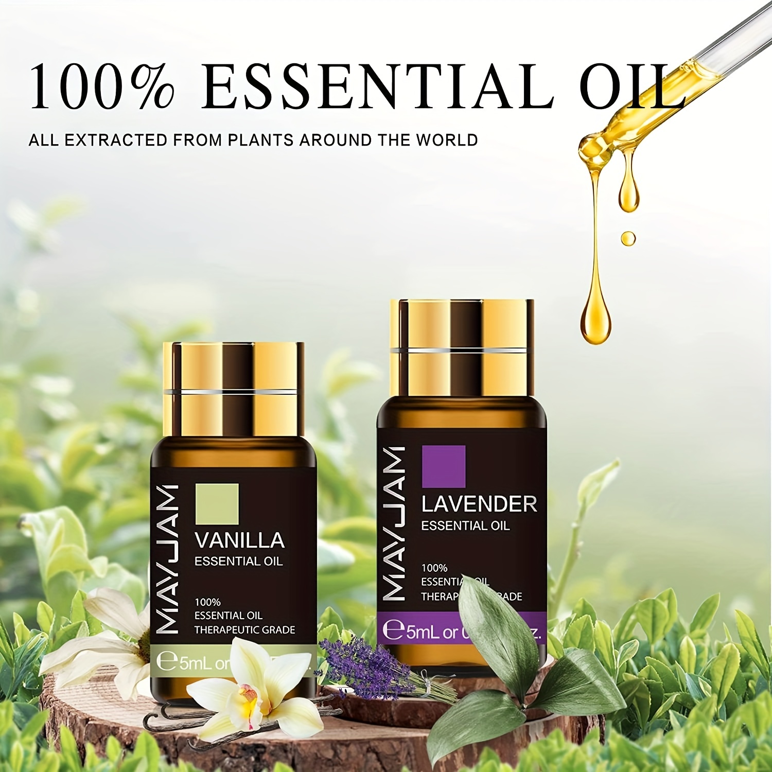 Vanilla Essential Oil Set,2 Pack 10ml Aromatherapy Perfume Oils,100% Pure Organic Natural Therapeutic-Grade Vanilla Fragrance Oil for Diffuser, Skin