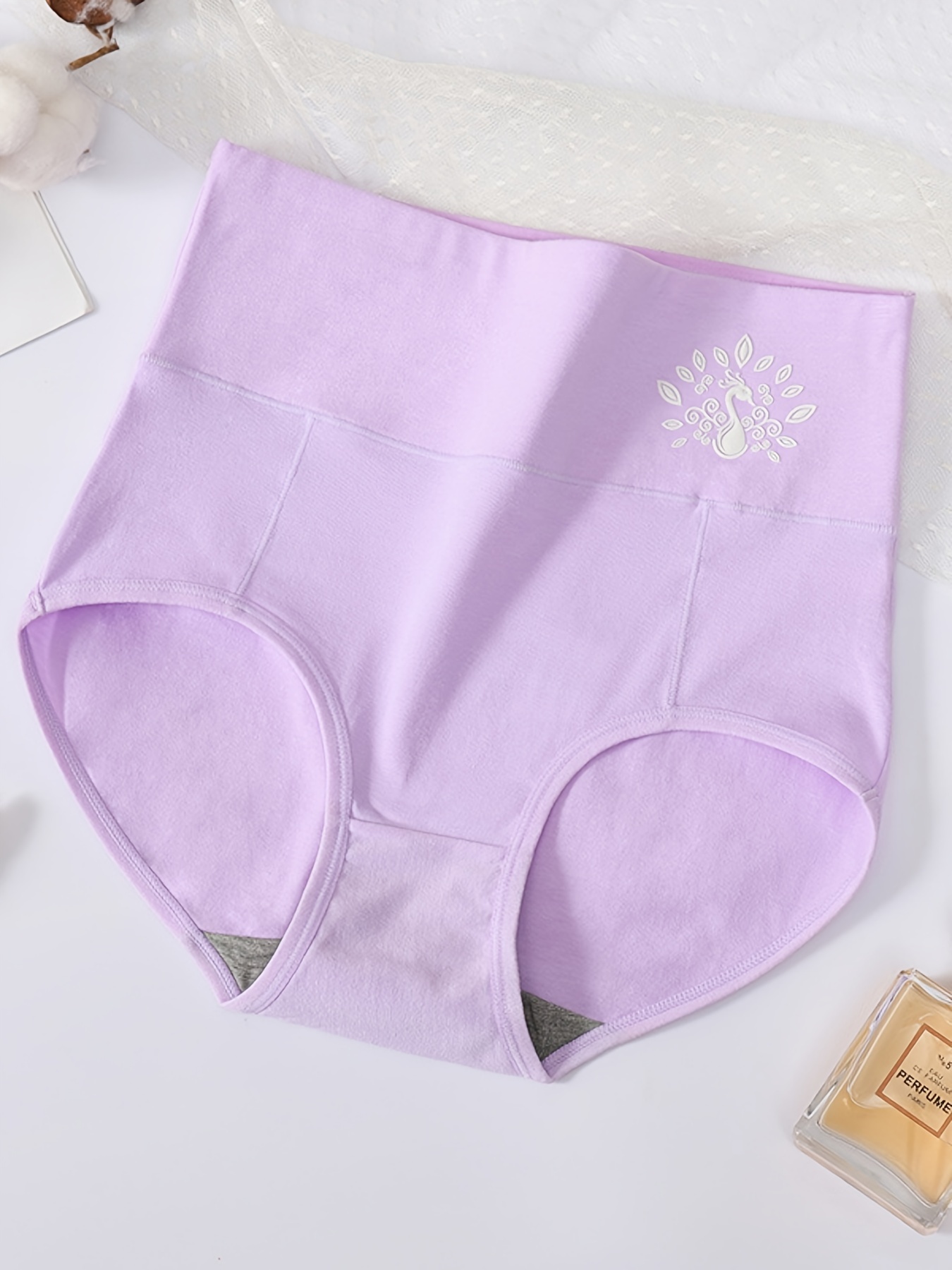 4PCS Lady Briefs Pure Cotton Lace Underpants Seamless Printed Briefs