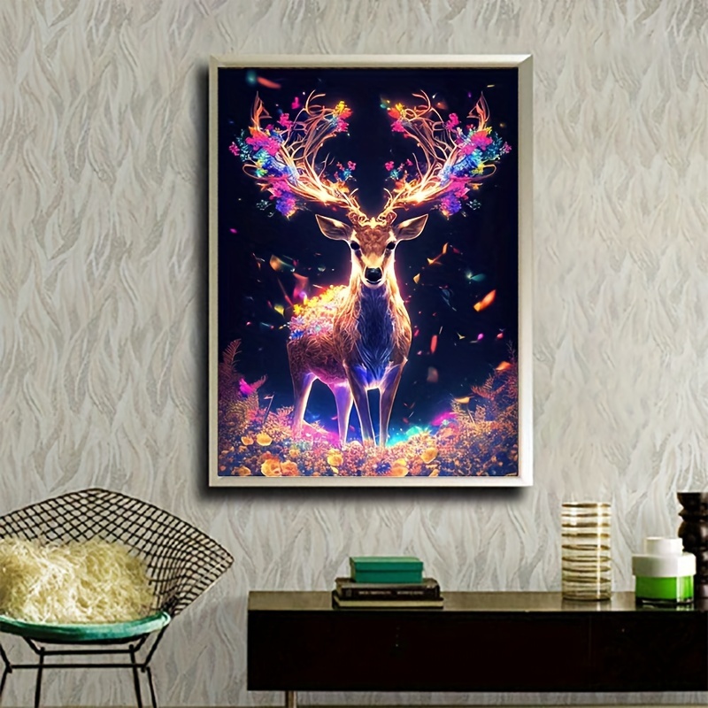 1pc 20*30cm DIY Artificial Diamond Painting Frameless Deer Diamond Painting  For Living Room Bedroom Decoration 7.87X11.8in/20X30cm