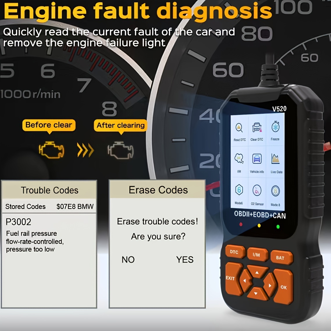 Obd2 Scanner Live Data Professional Mechanic Obdii - Temu