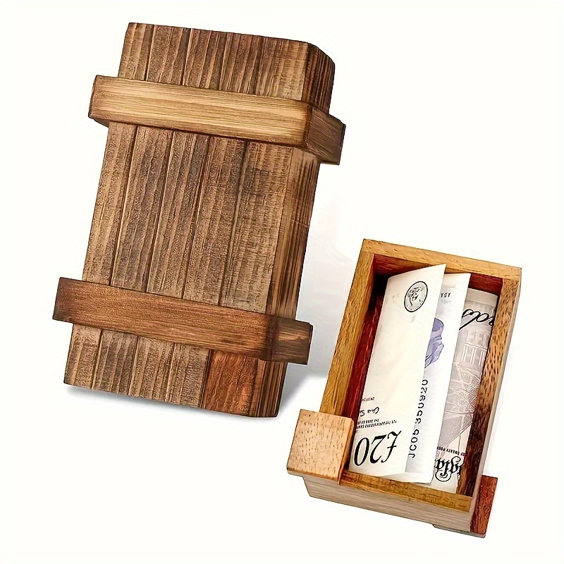  Himine Caja misteriosa mágica de madera, caja de rompecabezas  de apertura secreta caja de regalo (rojo+madera) : Juguetes y Juegos