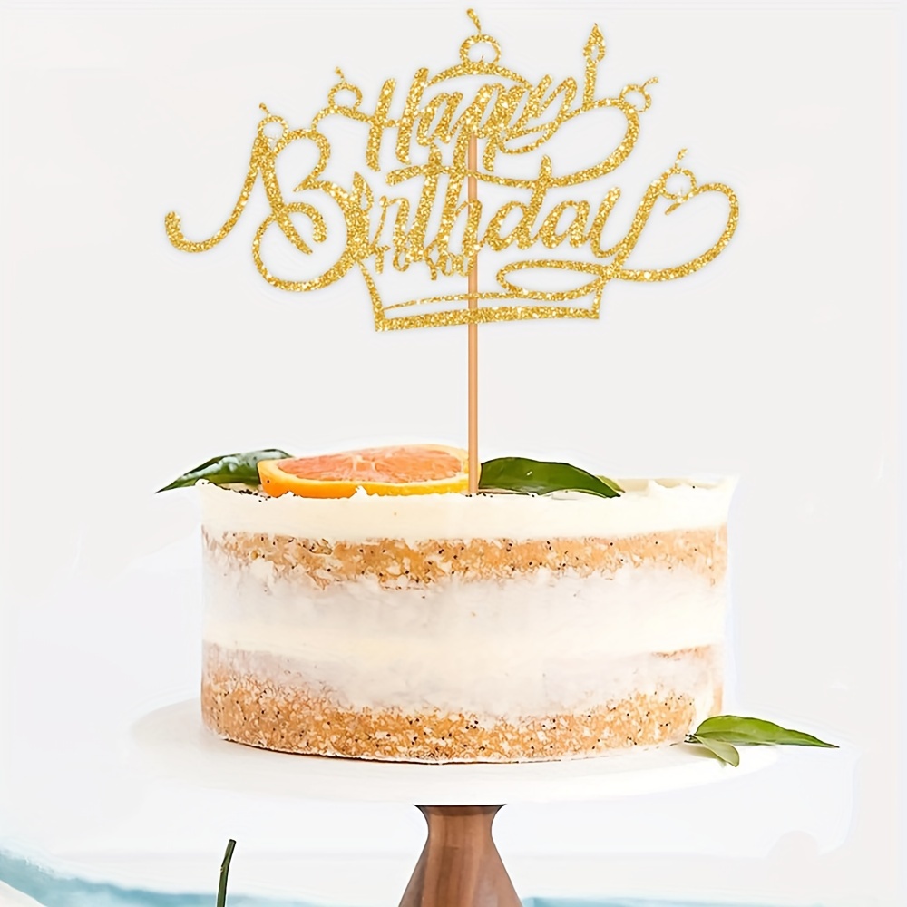 25 Pcs Birthday Cake Topper Set, Acrylic Happy Birthday Cake Toppers Numbers 0-9 Crown Cake Topper Ball Shaped Cake Insert Toppers Birthday Cake