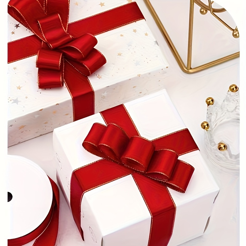 Gift Box With 2 Red Ribbons Christmas Gift Box Red - Temu
