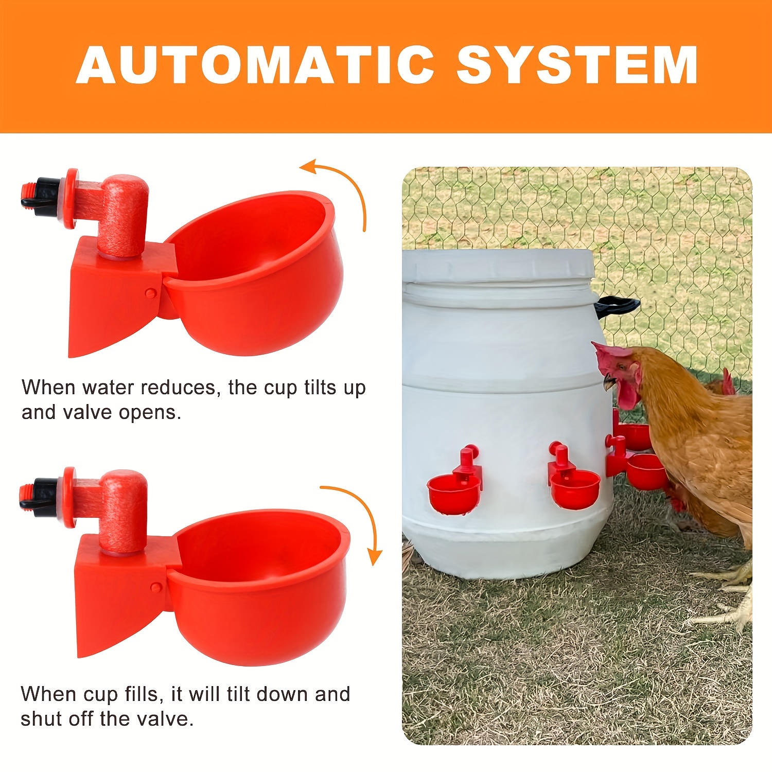 Chicken Water Cups, Automatic Chicken Water Feeder, Chicken Water Bowls
