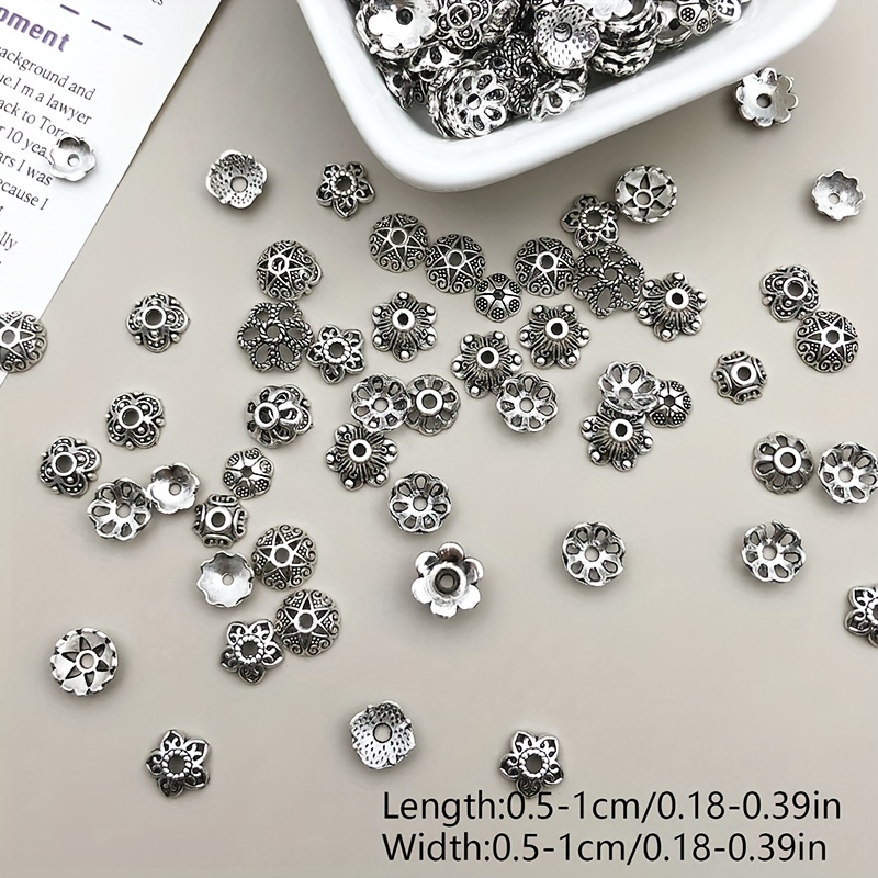 100g Alloy Flower Bead Caps Bead Cap Ends Spacer Beads Jewelry Accessories for Jewelry Making, Mixed Colors