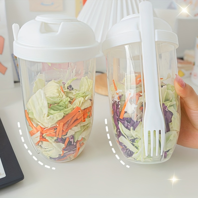 2022 Fresh Salad Container Keep Fit Salad Meal Shaker Cup with Fork and  Salad Dressing Holder, Salad Cup for Picnic, Portable Vegetable Breakfast  to