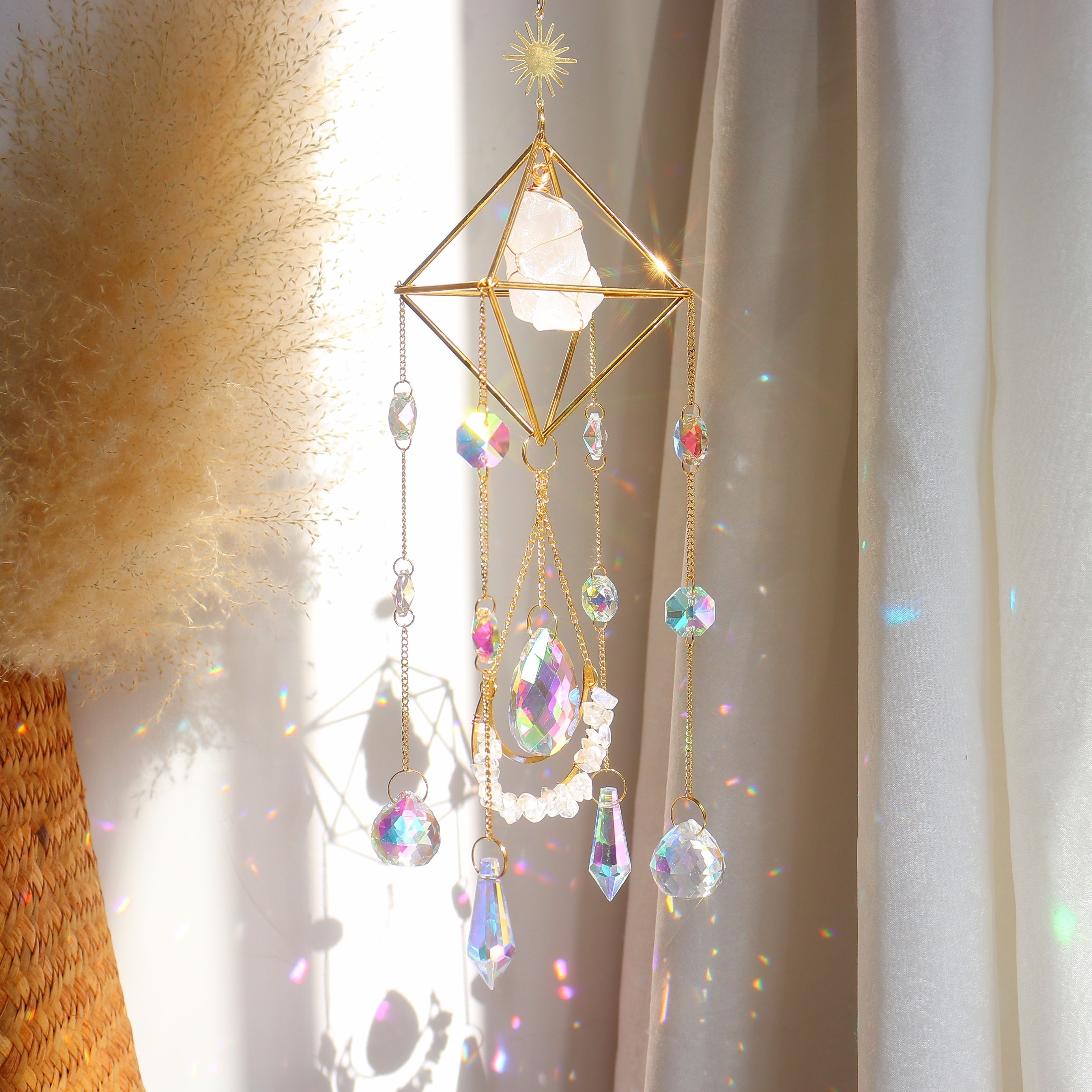 Crystal Sun Catchers Sun Catcher With Natural Stones - Temu