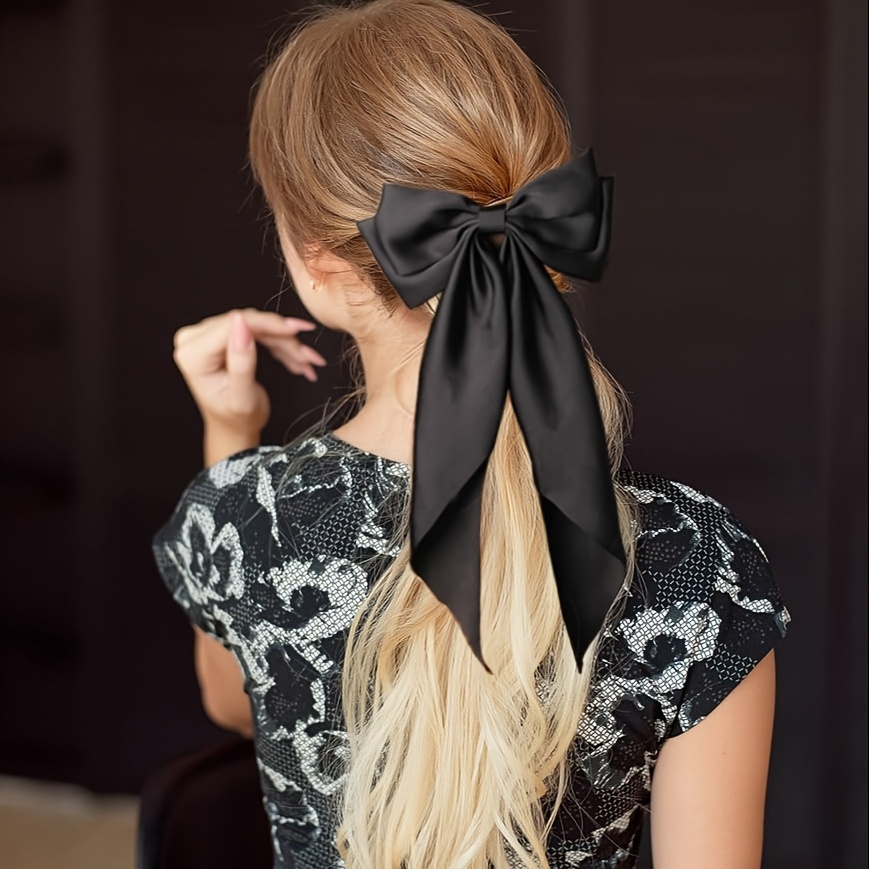 elegant minimalist bow tie hair clip solid color fabric hair