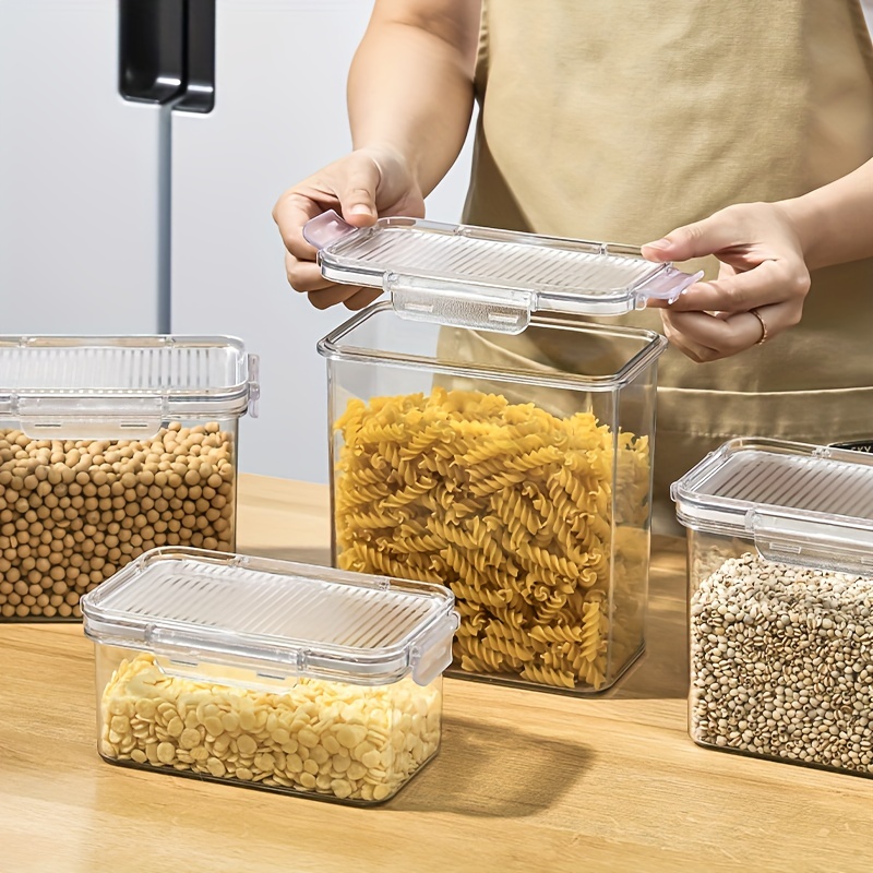 Food Storage Container Plastic Kitchen and Pantry Organization Canister  with Lids for Cereal, Dry Food, Flour and Sugar 