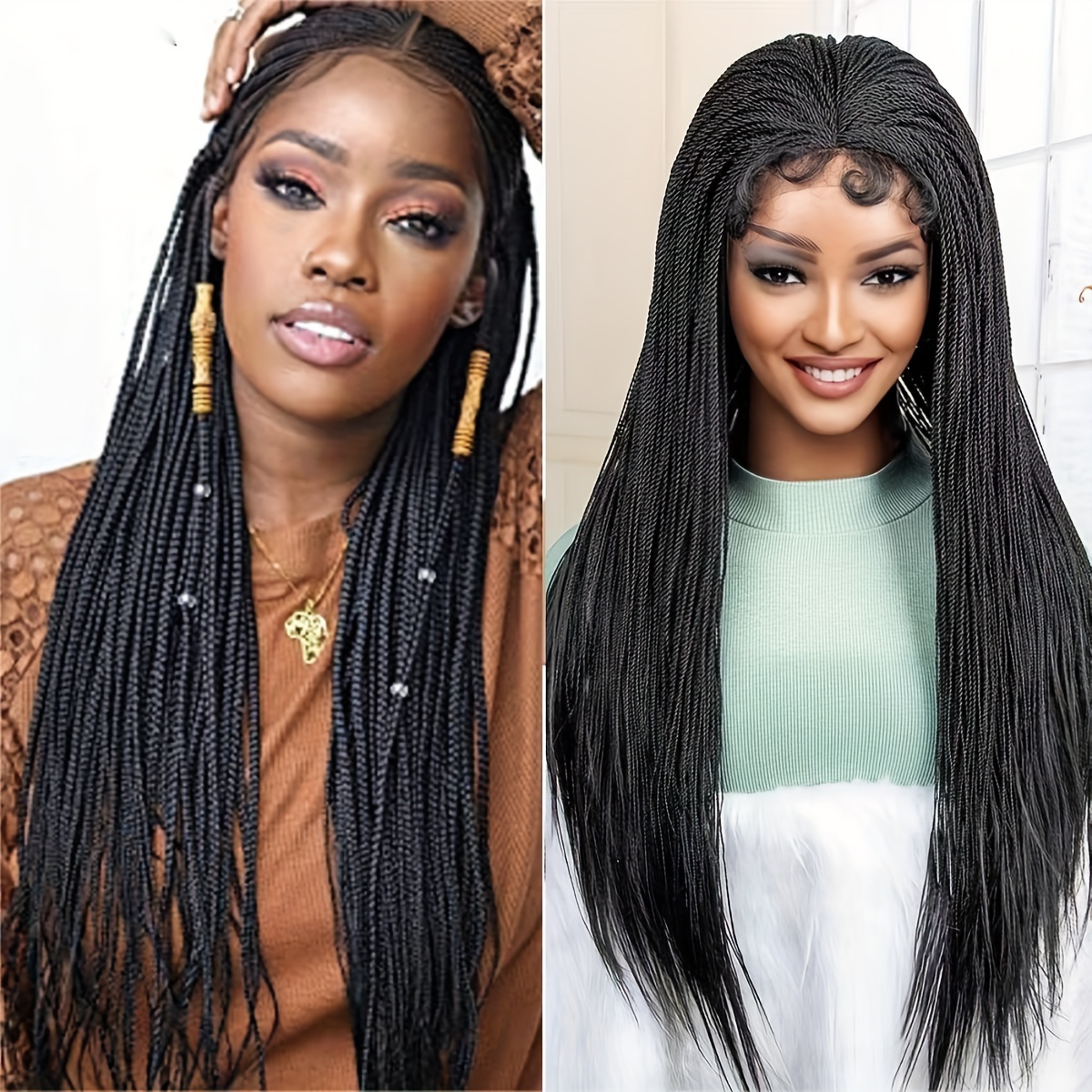 Box Braid Wigs Women Headband Braided Wig Lace Frontal Wig - Temu Mexico