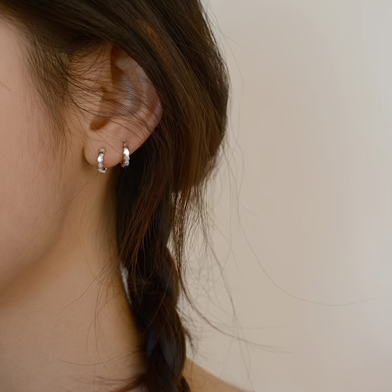 925 Sterling Silver Women's Ear Piercing Hoop Earrings