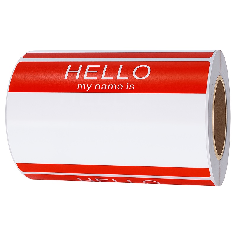 

1 Roll, 200 Sheets, 89x60mm Red Hello Self-adhesive Label Roll, 40mm Tube Core, Coated Paper Material, 89x60mm Specification Label, Universal Style