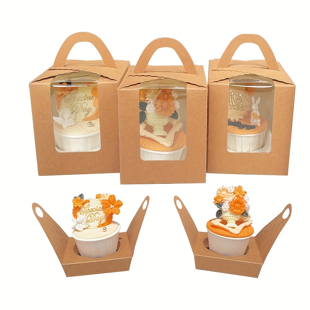 White Cupcake Boxes With Insert Handle And Window Hold 2 - Temu