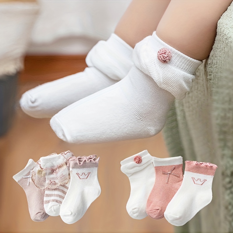 Calcetines de encaje de flores para bebé, calcetines de princesa,  calcetines de vestir para recién nacidos y niños pequeños, conjunto de  regalo