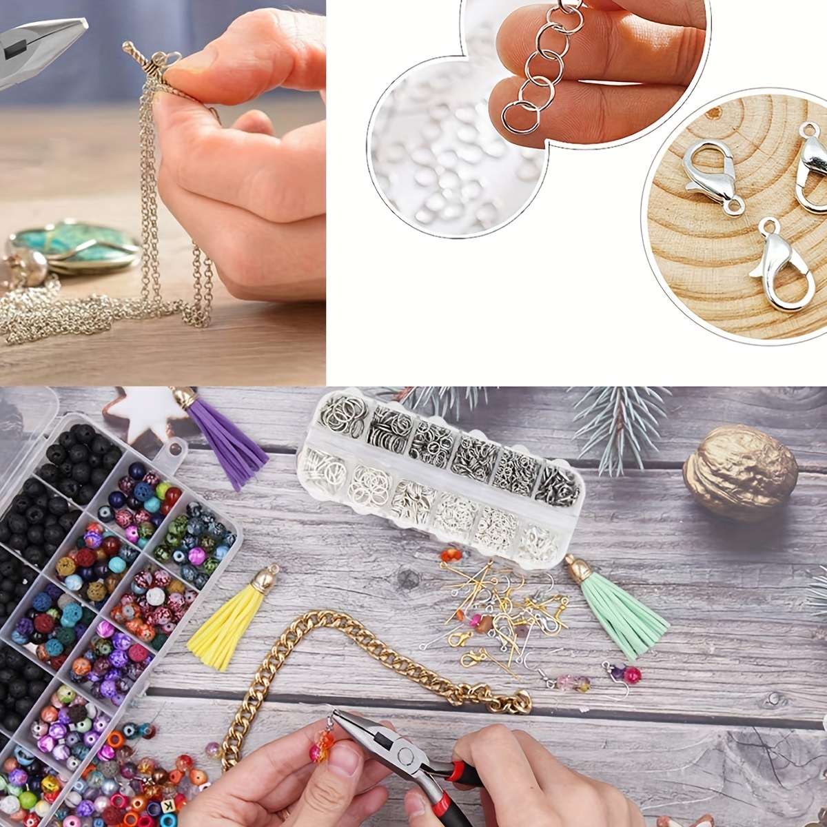 Handmade Jewelry Making Tool Kit Pliers Bead Board Silk Cord - Temu