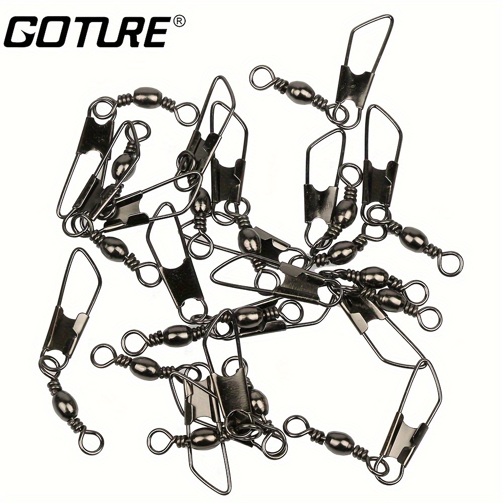 

100pcs Barrel Fishing Swivel With Safety Snap, Fishing Connector, Outdoor Fishing Accessories, Size 10# 8# 4# 1#