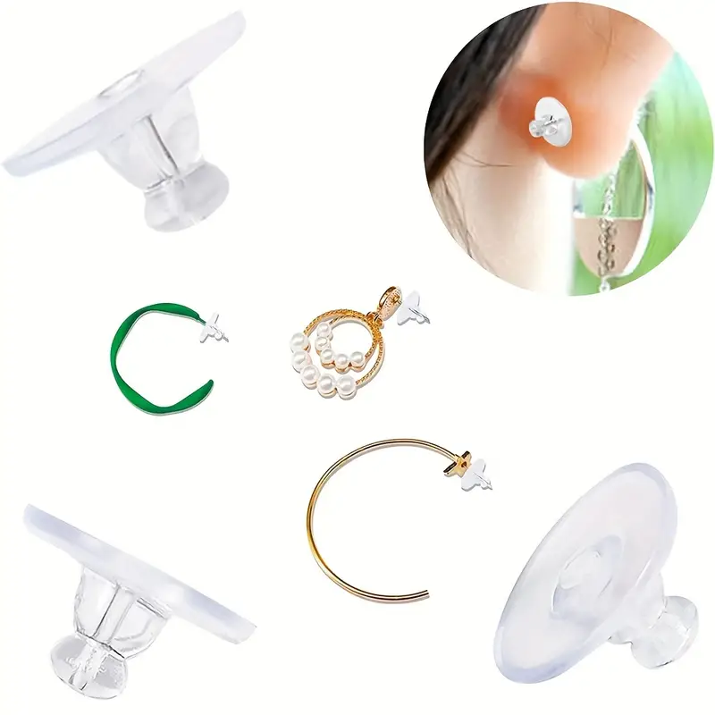 Silicone Earring Backs, Clear Rubber Soft Earring Backs, Earring Pin Safety Back  Stopper Clutch Ear Locking With Pad Earring Back Replacement - Temu Japan