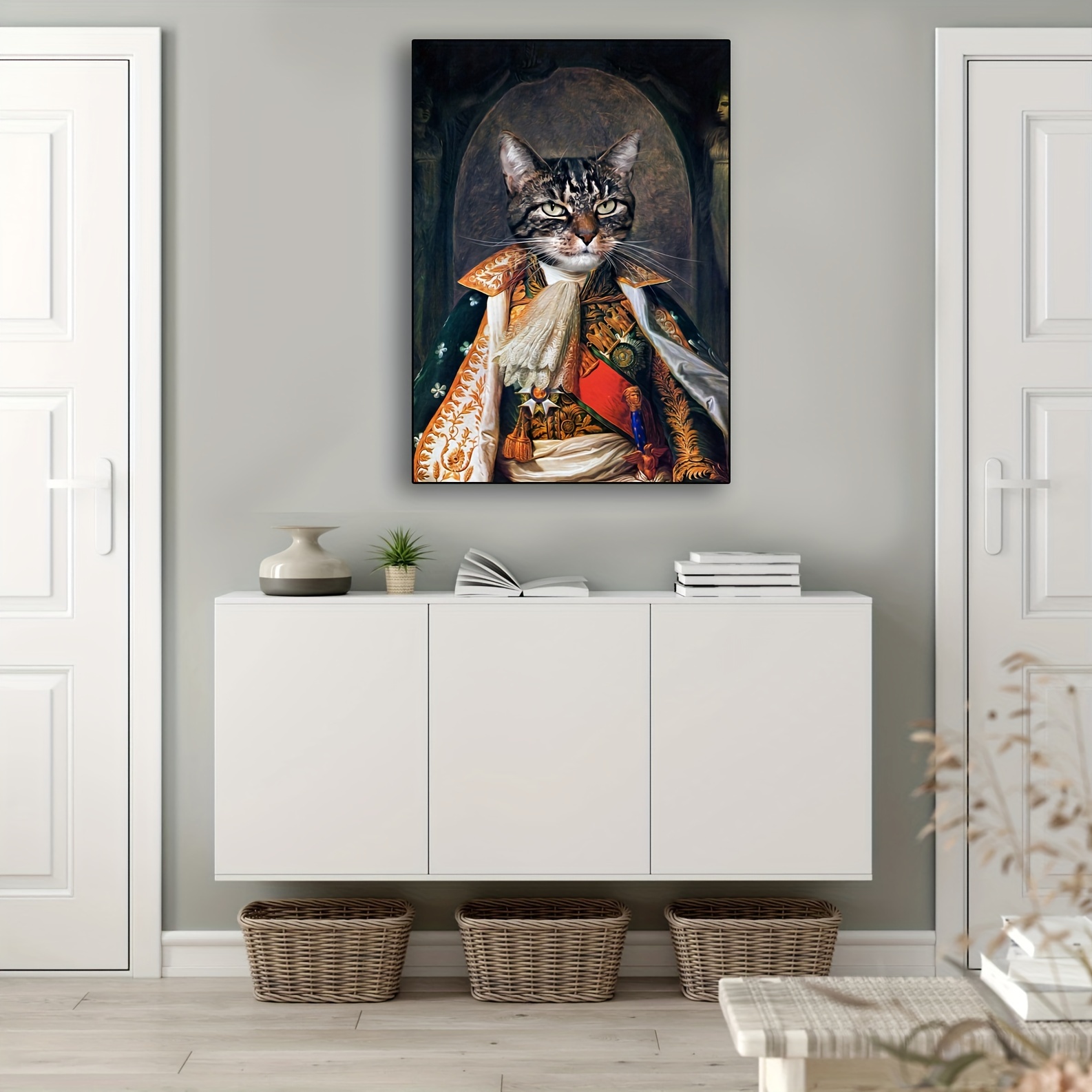 Canvas Poster Modern Art Kitten In Military Uniform Handsome - Temu