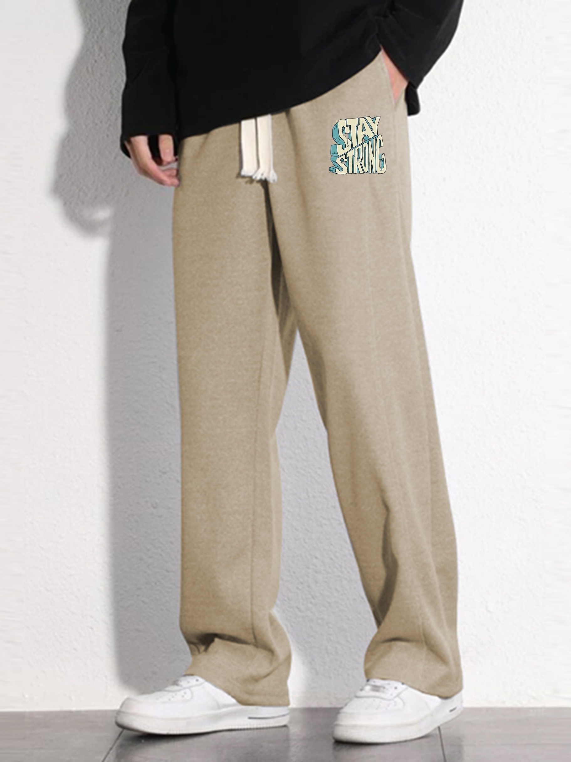 Men's Casual Loose Fit Drawstring Pants Stretch Waist