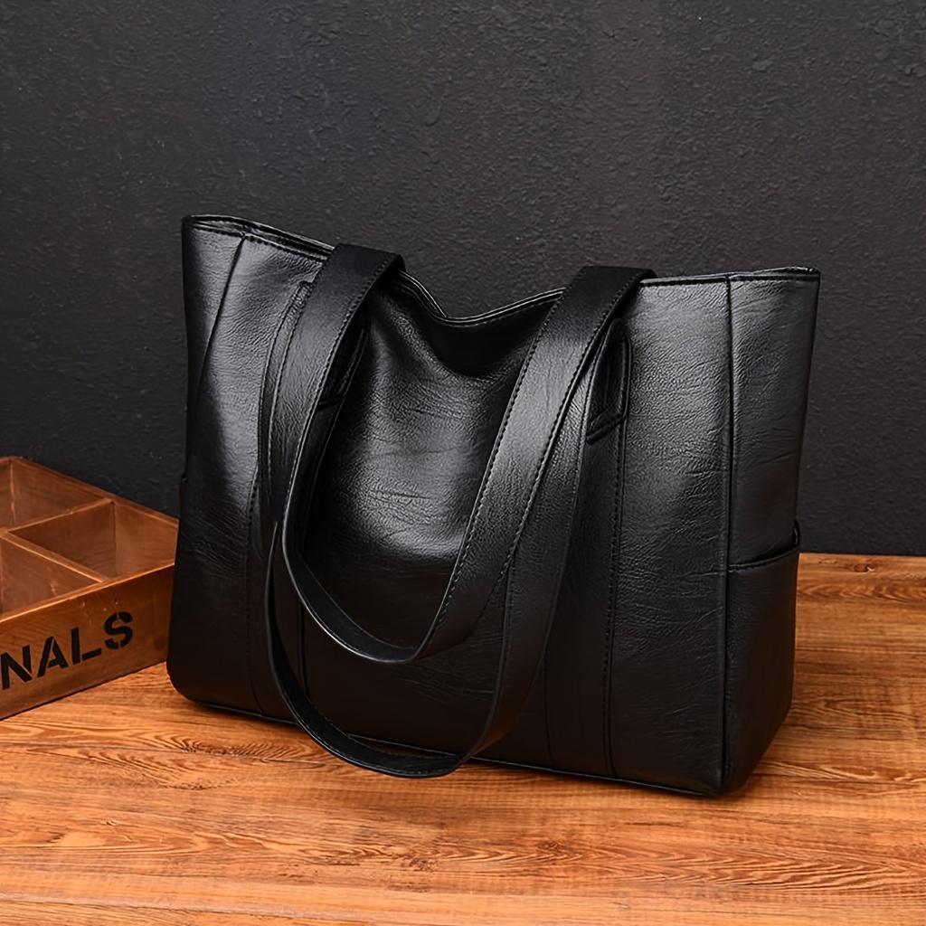 Elegant Faux Leather Handbag, Women's Trendy Shoulder Bag, Casual