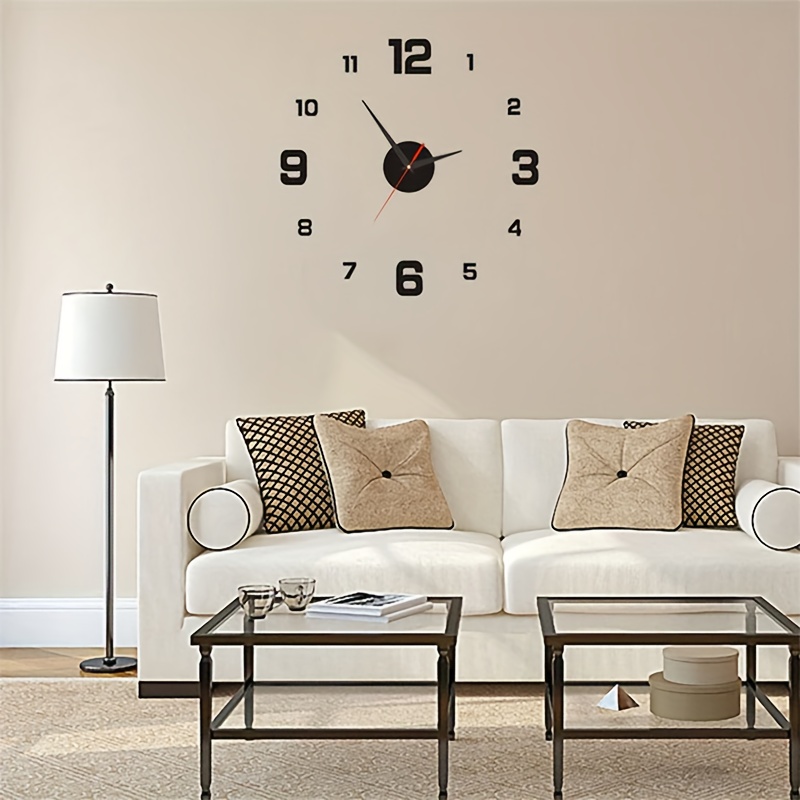  Acrílico gris mármol patrón amarillo pared adhesivo reloj aguja  metal mecanismo reloj silencioso moderno sala de estar decoración del hogar  reloj de pared (color: Cc135) : Hogar y Cocina