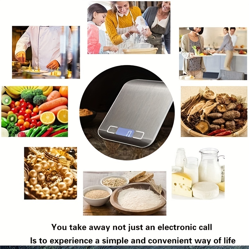 Kitchen Food Scale 5/10kg Accuracy 1g Stainless Steel Digital