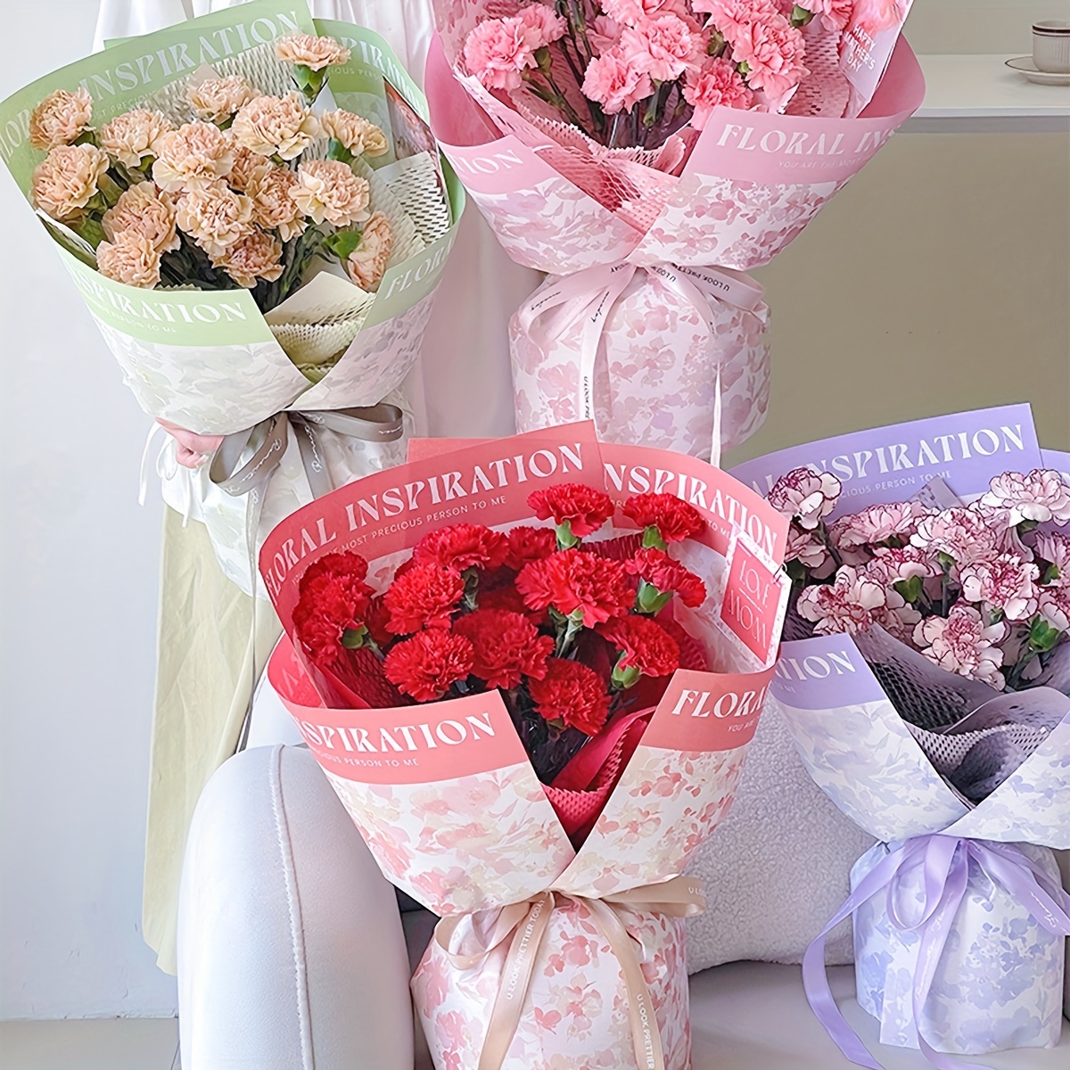 Love Rose English Flower Wrapping Paper Gift Packaging - Temu