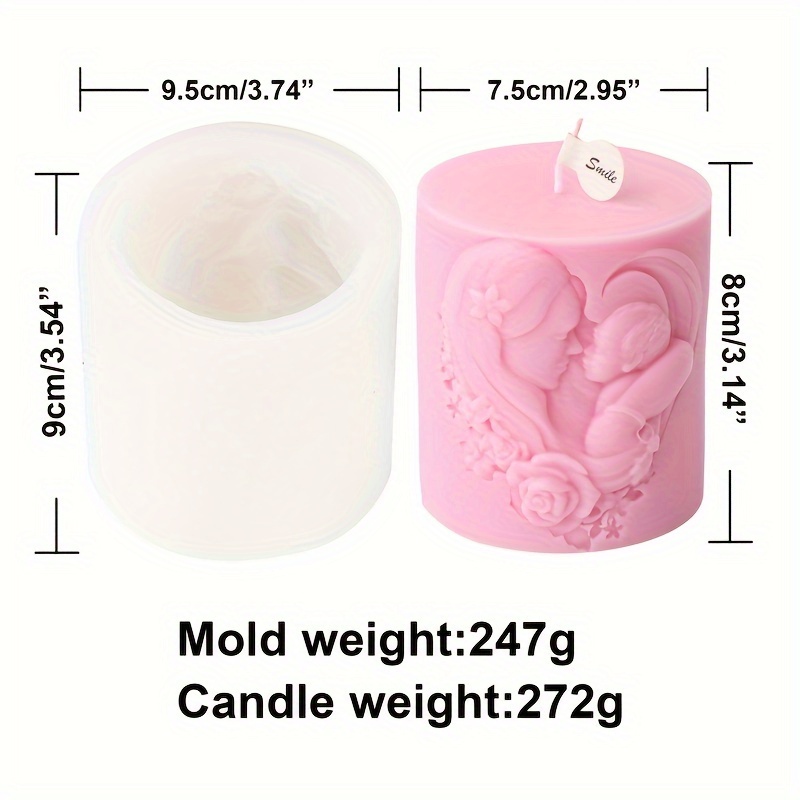 Image of Thanksgiving Best Mam Dad Letter Cylinder Pillar Silicone Wax Soap Mould Thanks For Teachers Relief Sunflower Column Candle Mold Mother's Day Gift Mother With Baby Sculpture Home Party Decoration