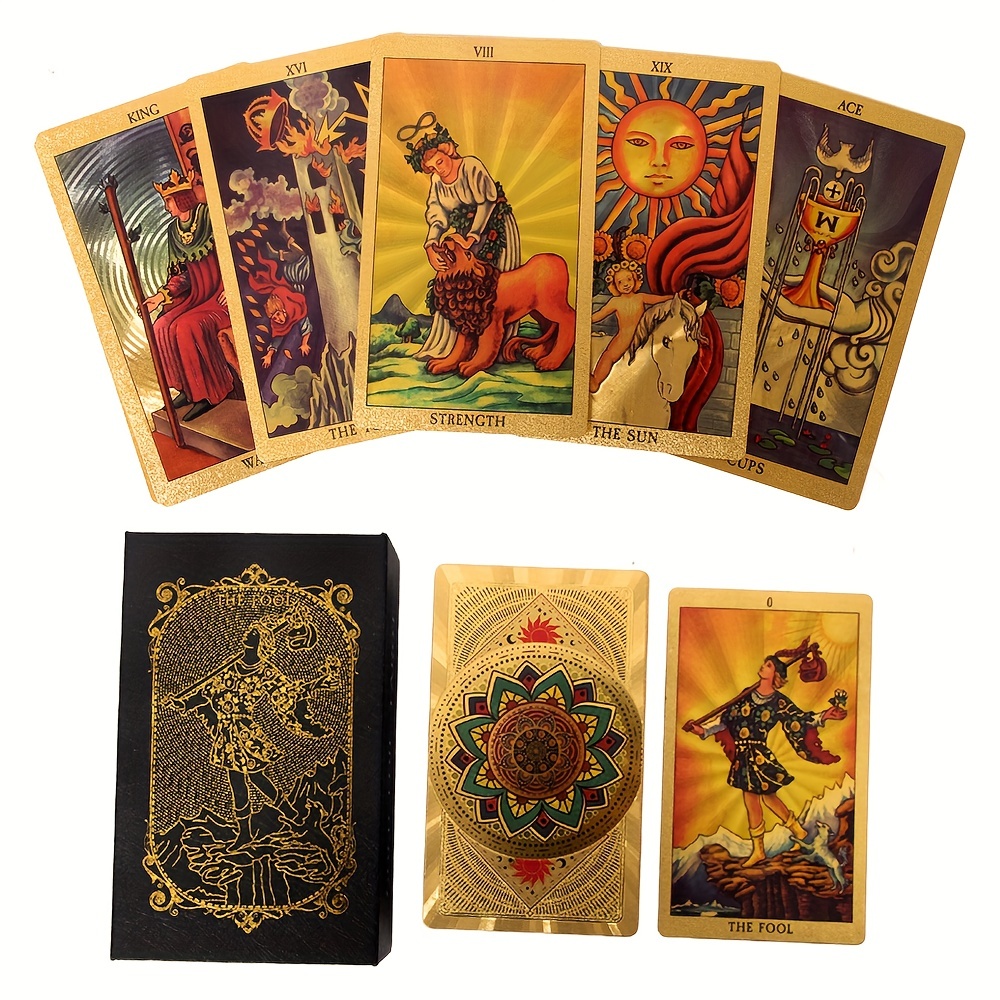 Spanish Golden Foil 12x7cm Tarot Deck Divination Cards for Beginners with  2-Languages Guidebook Toro Taro - AliExpress