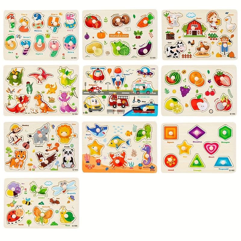 Montessori Wooden Shape Peg Puzzle for Toddlers