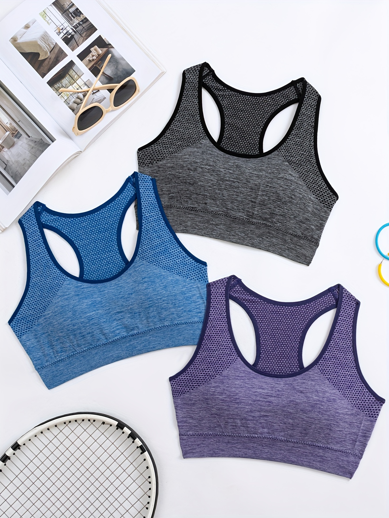 Sports Bra Front Zipper Women Underwear Push Up Yoga Crop Top Bras, Solid  Athletic Vest Gym Fitness Shirt Sportswear (Color : Blue, Size : Small)
