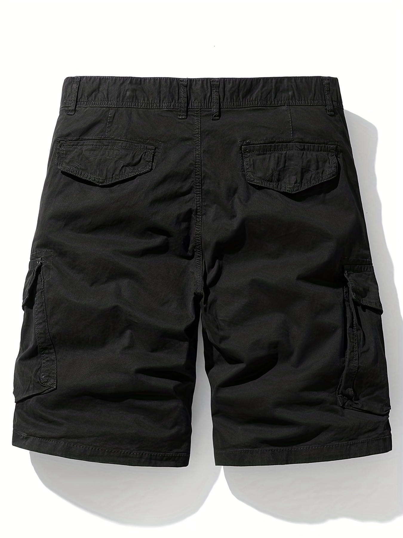 Men's Plus Size Vintage Style Cotton Cargo Shorts, Solid Color