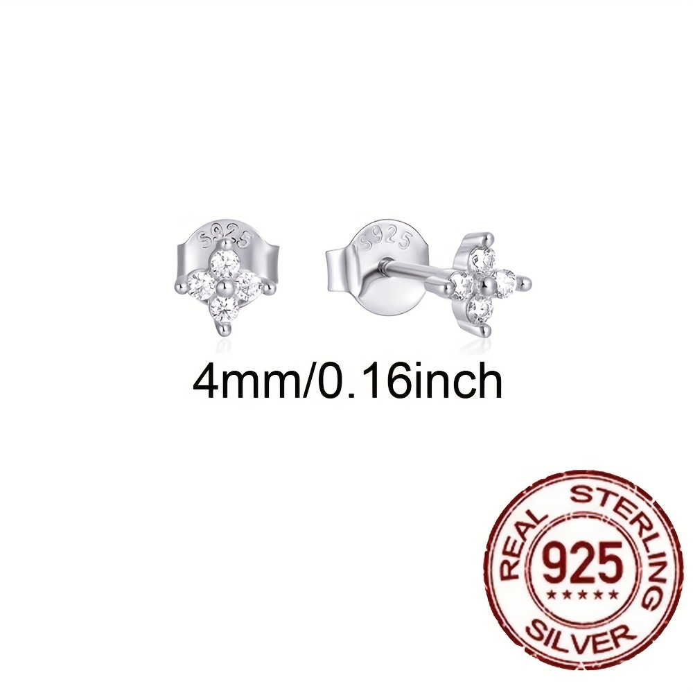 TEMU 925 Sterling Silver Exquisite Leaf Stud Earrings Inlaid Earrings For Women Daily Casual Wear