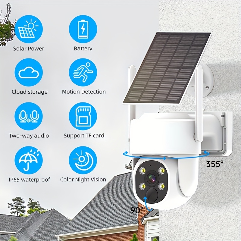 Camara De Seguridad Solar WIFI Inalambrica Para Casa Exterior HD 1080P Con  Audio