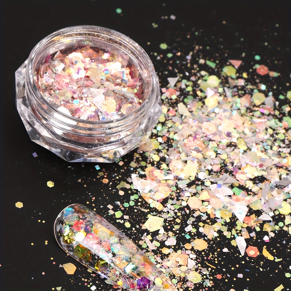 Holográfico Glitter Para Uñas, Brillos De Uñas Para Uñas Acrílicas,  Secuencias De Uñas Gradientes Polvo De Brillo De Uñas Para Diseños De Uñas  Escamas