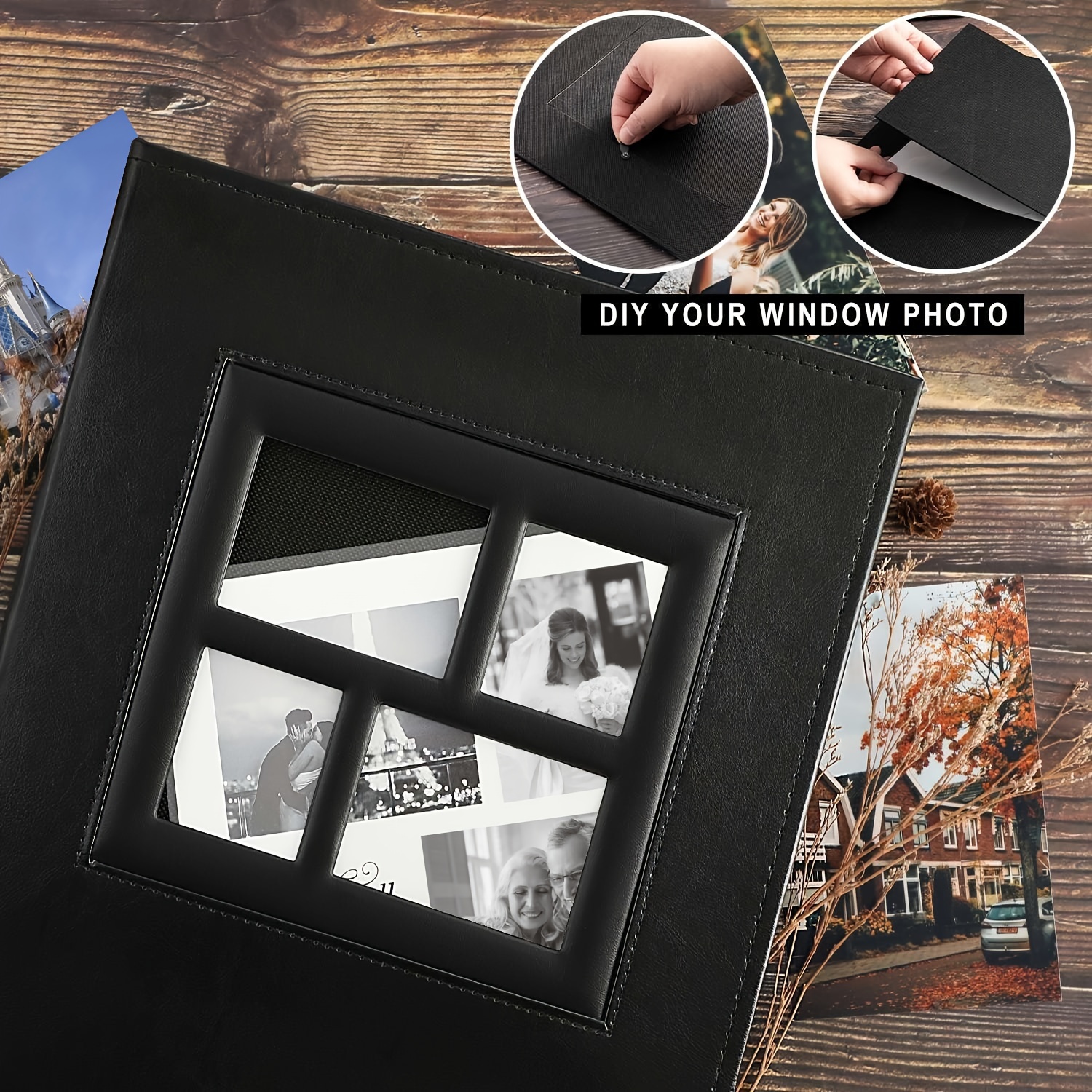 ألبوم صور مقاس 4 × 6 يحتوي على 1000 صورة جيب، ألبوم صور زفاف عائلي بسعة كبيرة جدًا يحمل 1000 صورة أفقية ورأسية باللون الأسود