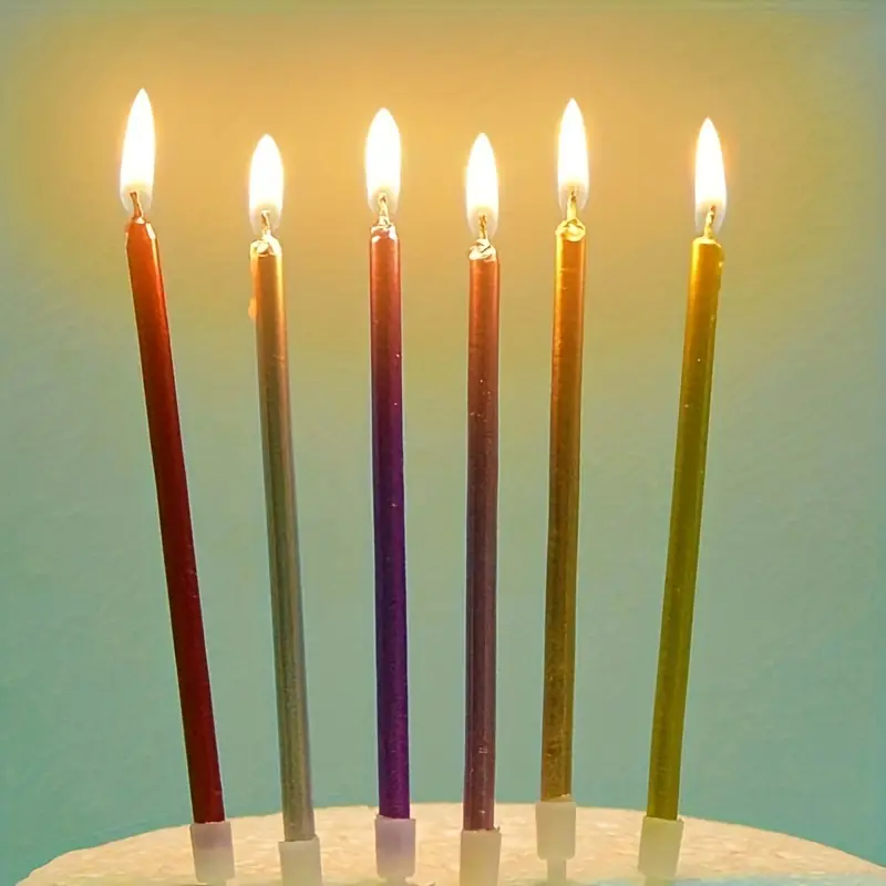 1 Confezione/6 Pezzi, Candeline Multicolori Di Compleanno In Supporti  Candele Alte Per Torta Di Compleanno Candele Lunghe E Sottili Per Cupcake  Per La