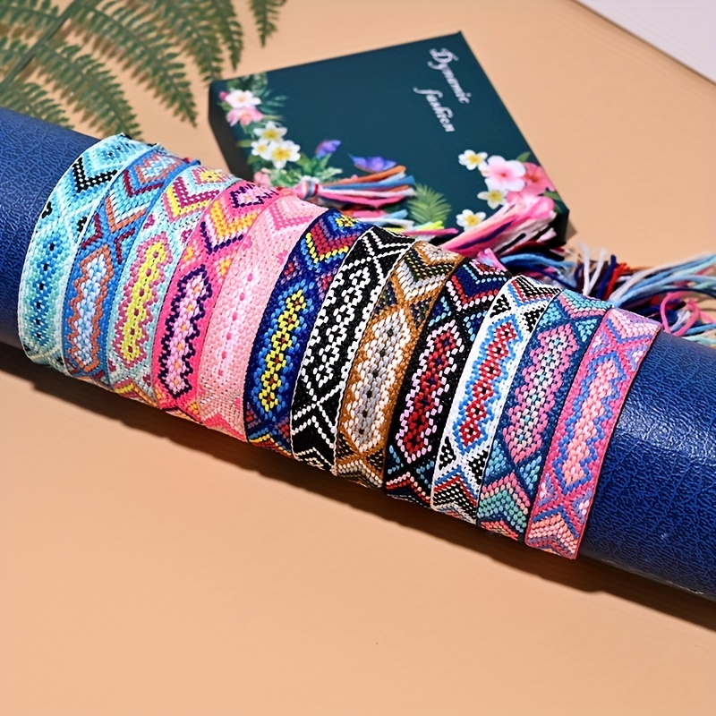 

12pcs/set Handmade Friendship Bracelet For Women Bohemian Boho Braided Macrame Adjustable Size Bracelets Summer Holiday Accessories