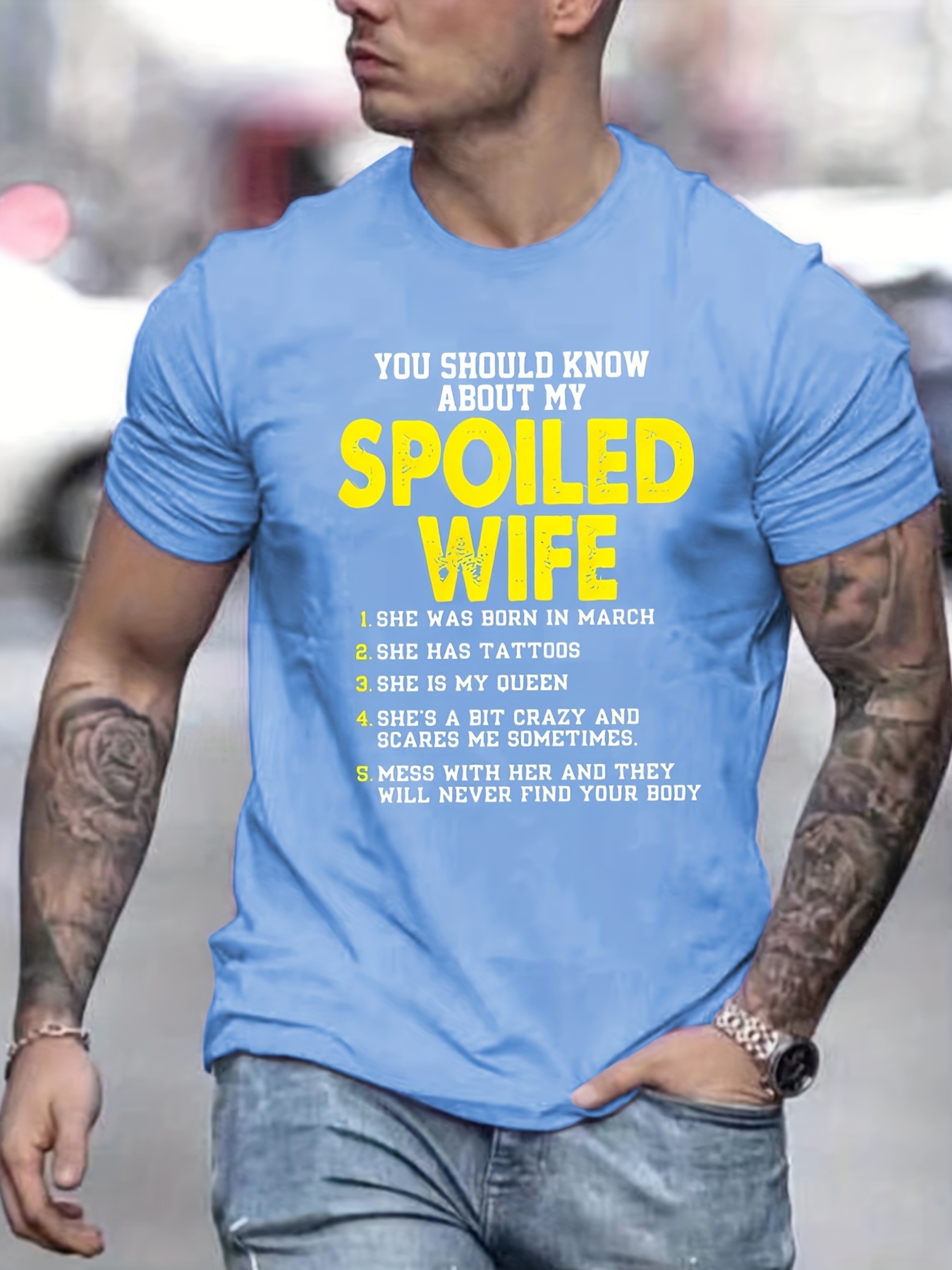 Funny Wife Slogan Pattern Print Men's T-shirt, Graphic Tee Men's Summer  Clothes, Men's Outfits - Temu