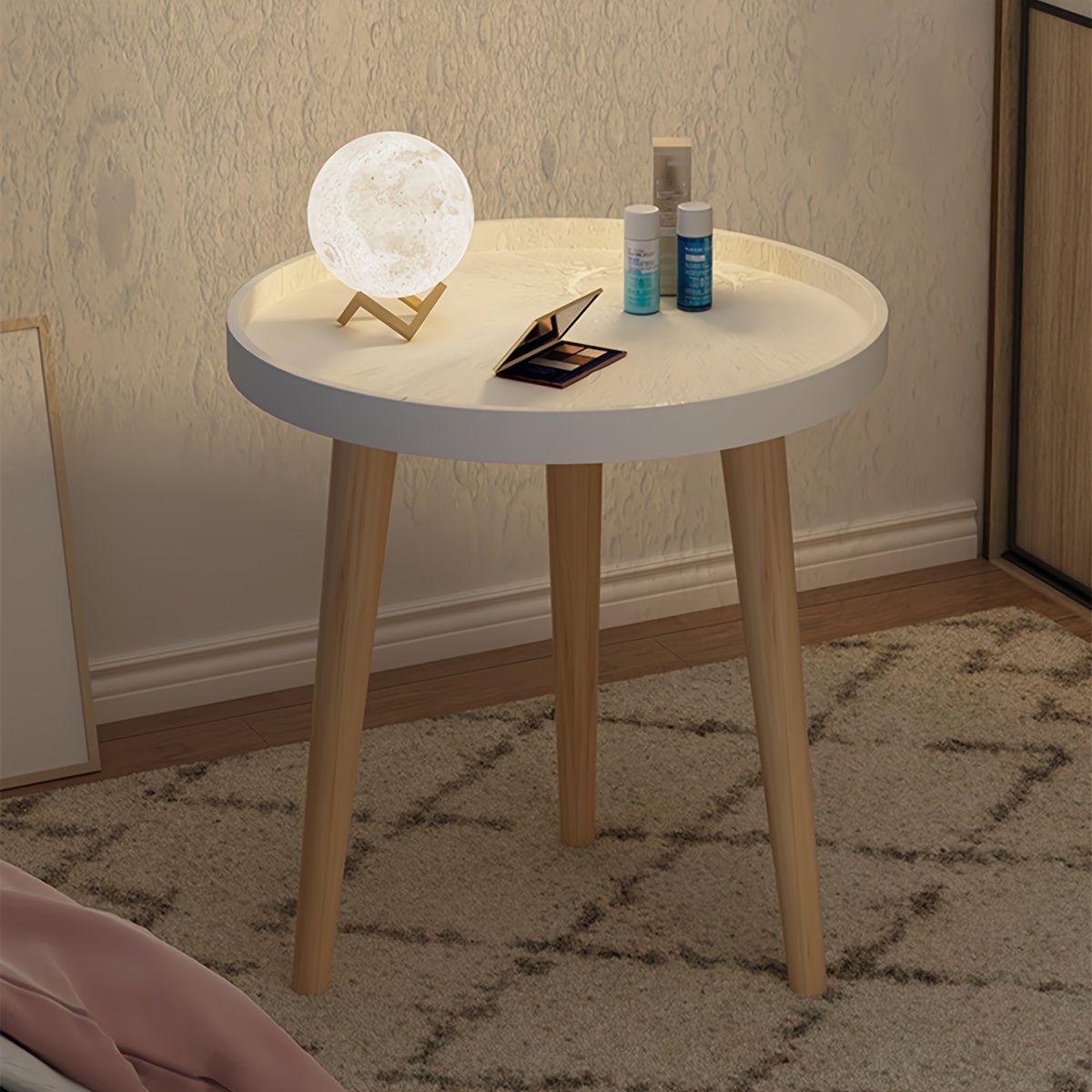 Small Coffee Table Round Snack Table Portable And Space - Temu