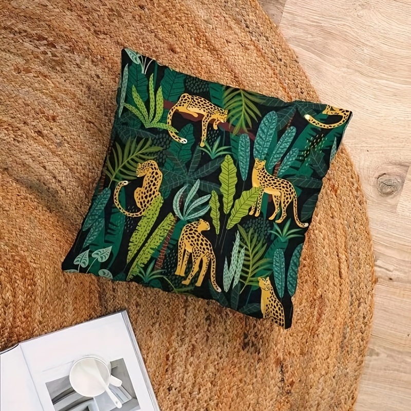 

1pc Decorative Throw Pillow Cover, Pastoral Tropical Plant Animal Single-sided Printed Home Sofa Cushion Cover Home Decor, Room Decor, Bedroom Decor, Living Room Decor (cushion Is Not Included)