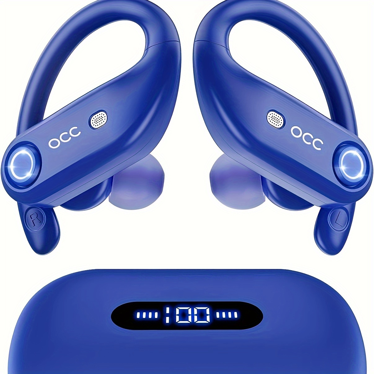 Auriculares Bluetooth inalámbricos deportivos, auriculares inalámbricos con  micrófono HD, auriculares estéreo Bluetooth 5.3 Hi-Fi, tiempo de escucha de  48 horas, auriculares Bluetooth impermeables IP7 pantalla LED dual, para  iOS Android deporte/viajes Rojo
