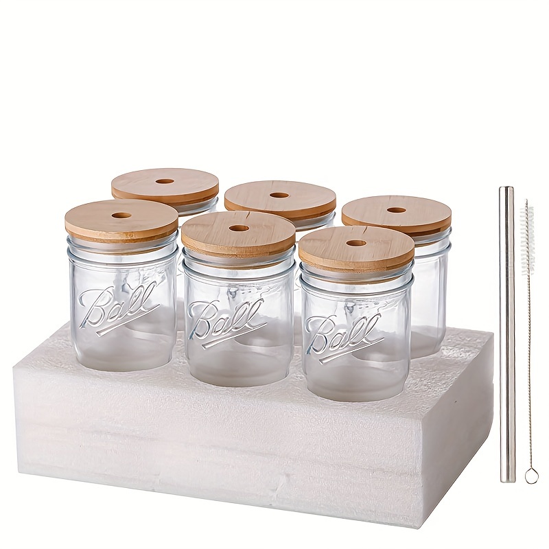 Glass Tumbler with Wooden Lid & Straw