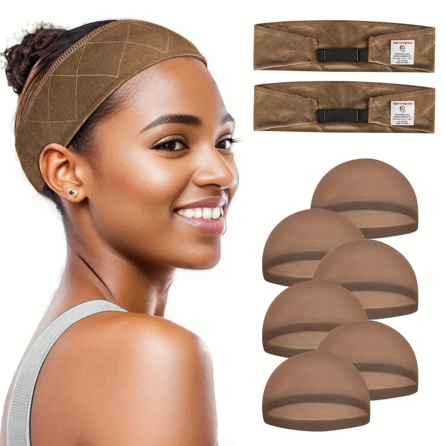 Adjustable Velvet Wig Grip Comfort Band Wig Liner Headband Headband Holder  for Wigs for Men Women 2 Pack