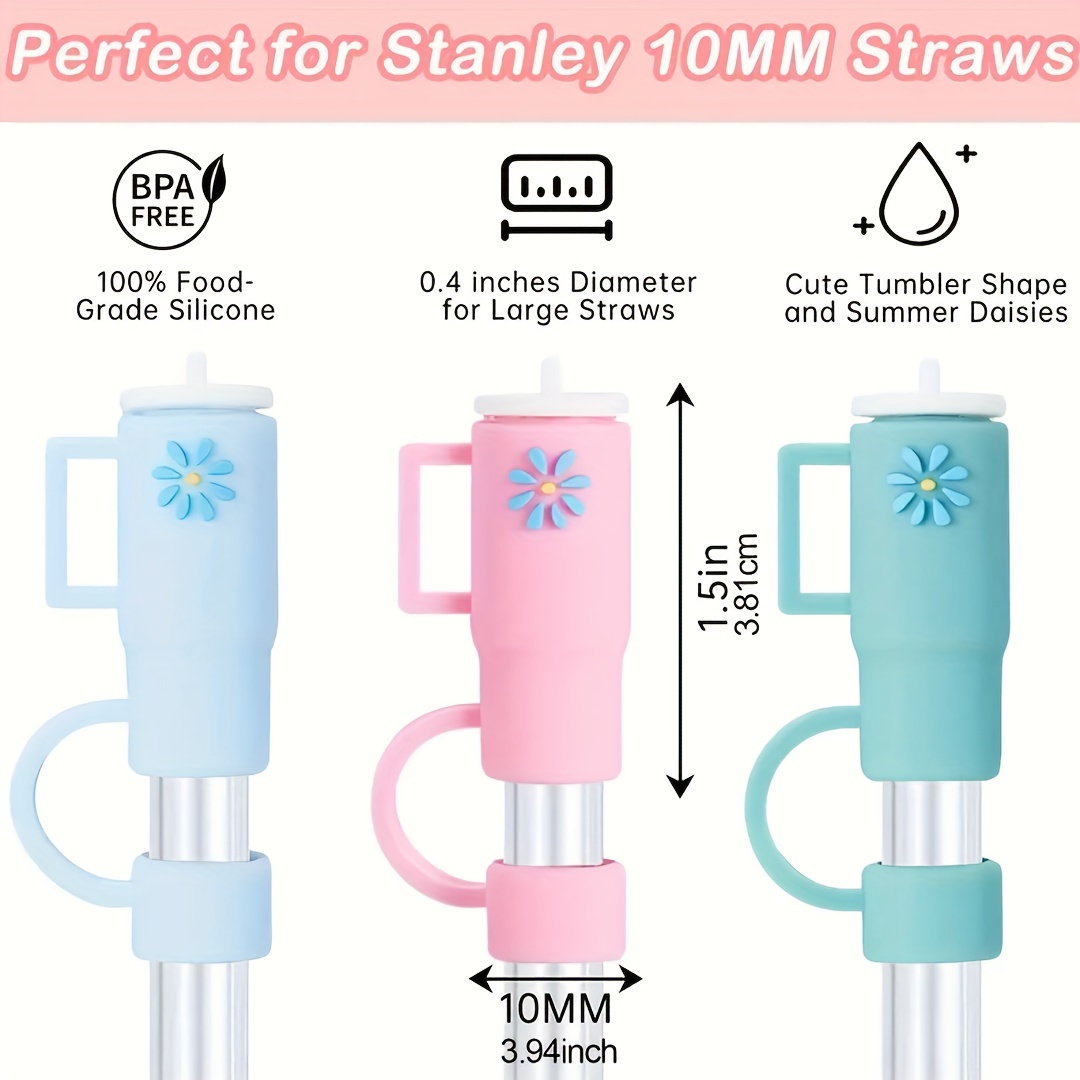 Cute Straw Cover Cap For Stanley Cup Reusable 10mm Silicone Straw
