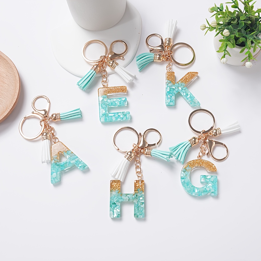 A z Alphabet Initial Letter Keychain Cute Resin Key Chain - Temu