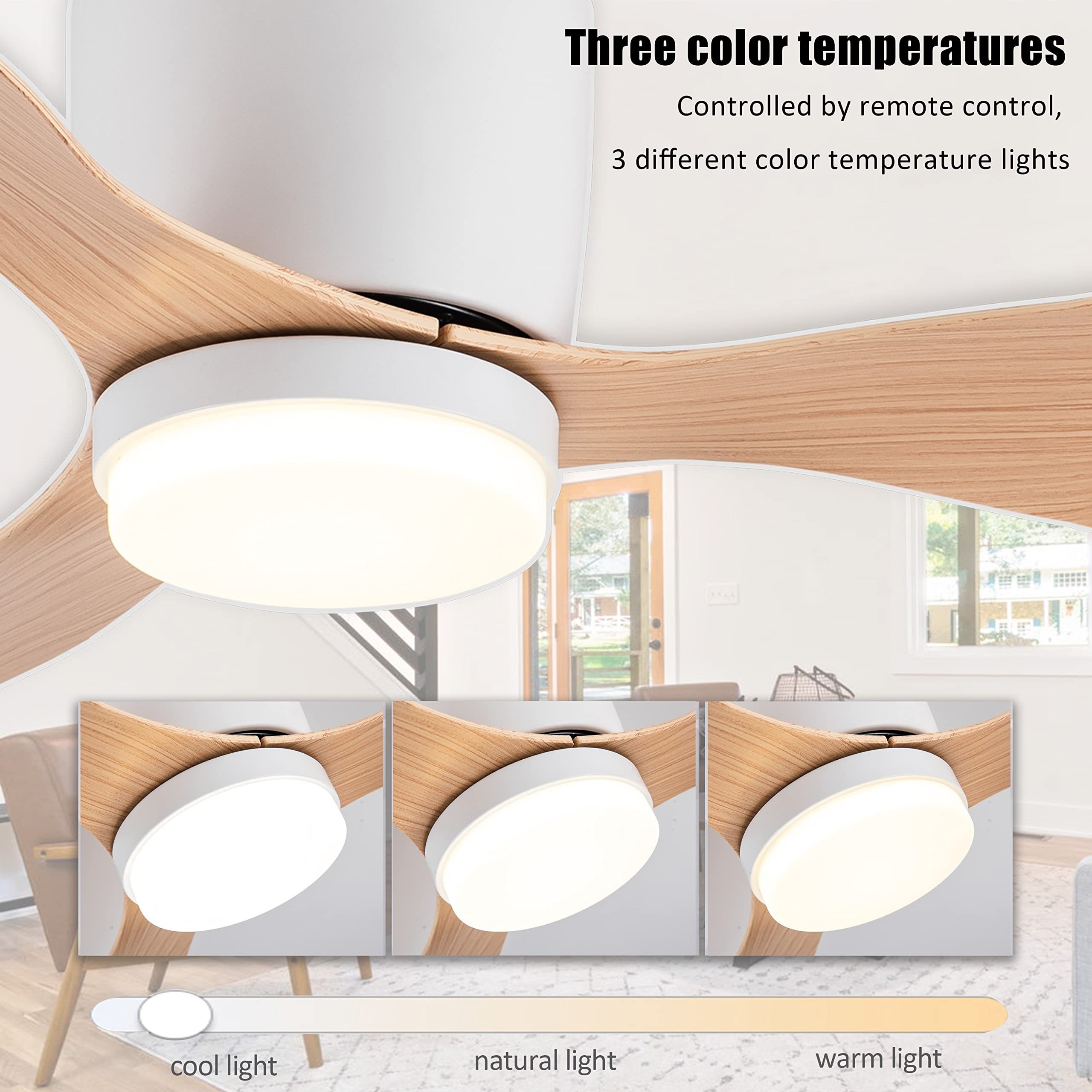 BRIGHT Ceiling Fan Light Large 52 Inch Lamp With Remote Control Modern  Simple LED For Home Living Room