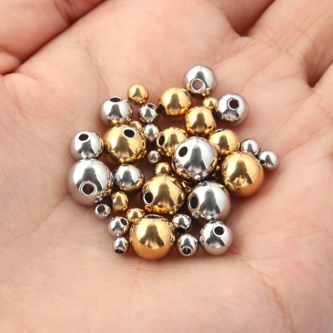 5/6/8mm Stainless Steel Spacer Beads Round Loose Spacers Bracelet