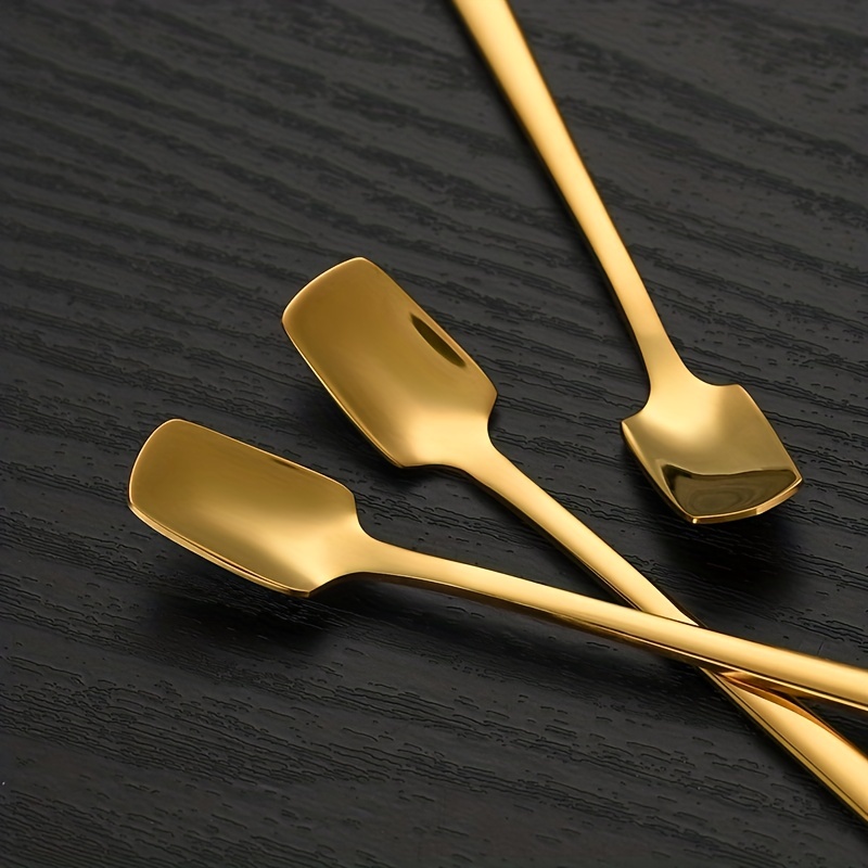 Stainless Steel Coffee Mixing Spoon Creative Musical Instrument Shape Spoon,  Style:Lute, Color:Titanium Gold