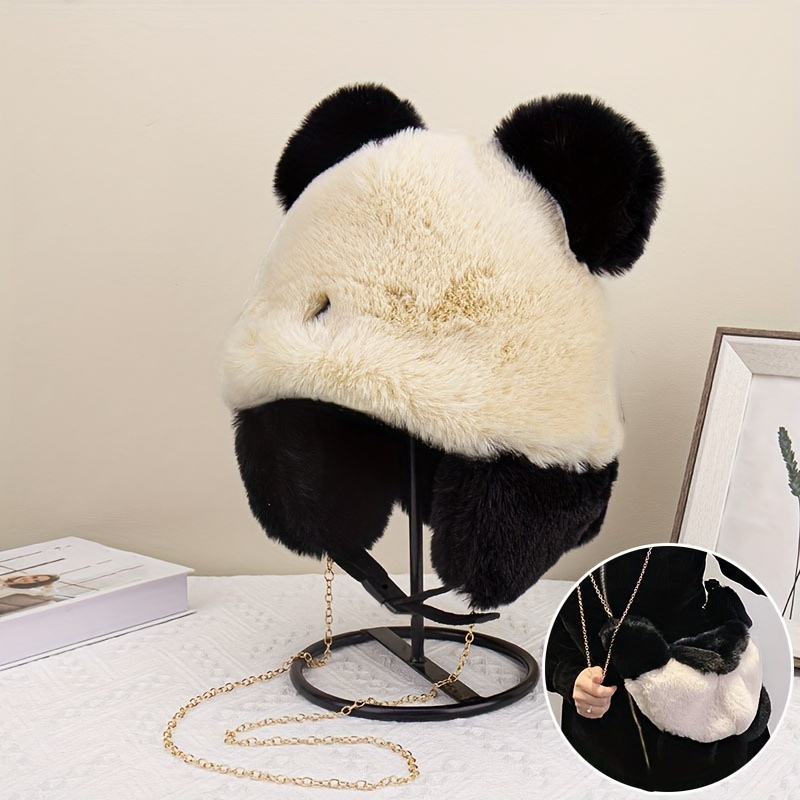 Acheter Panda motif chapeau femmes hiver chaud en peluche épais